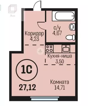 1-комнатная квартира: Алтайский край, Барнаул, пос. Южный, ул. Герцена ...