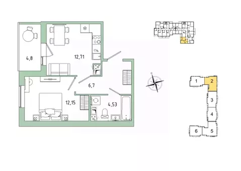 1-к кв. Ленинградская область, Гатчина Въезд мкр,  (38.49 м)