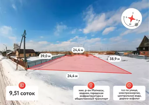 Участок в Тюменская область, Тюмень Матмасы мкр, ул. Муромская (9.51 ...