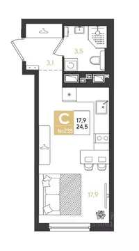 Студия Краснодарский край, Краснодар Самолет кв-л,  (24.5 м)