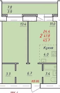 2-к кв. Алтайский край, Новоалтайск Индустриальная ул., 18А (45.7 м)
