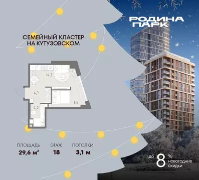 Студия Москва Родина Парк жилой комплекс, к5 (29.6 м)