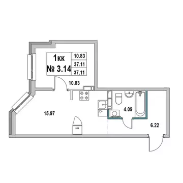 1-к кв. Ленинградская область, Выборг ул. 2-я Южная, 4 (37.11 м)