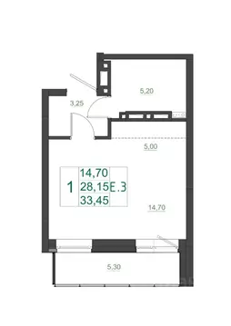 Студия Красноярский край, Красноярск Мясокомбинат мкр, 1 (34.0 м)