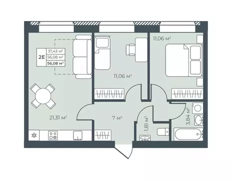2-к кв. Воронежская область, Павловск ул. Свободы, 29 (56.08 м)