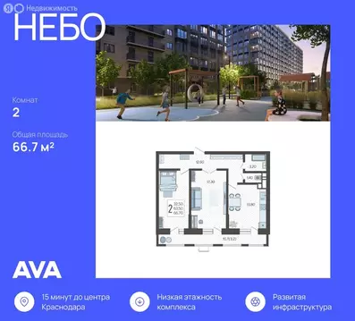 2-комнатная квартира: Краснодар, микрорайон 9-й километр, Ярославская ...