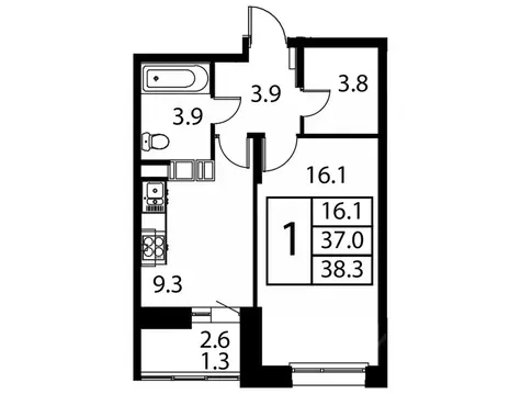 1-к кв. Московская область, Домодедово Авиационный мкр, ул. ...