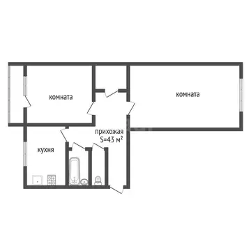 2-комнатная квартира: Болохово, Болохово, улица Горняков, 6 (42 м)