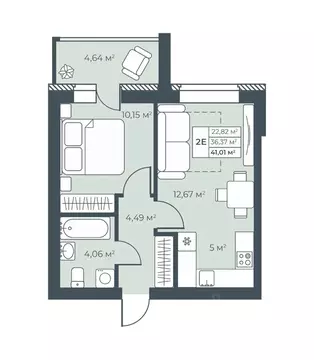 2-к кв. Нижегородская область, Выкса инженера Шухова кв-л,  (41.01 м)