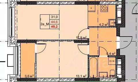 2-к кв. Приморский край, Владивосток Бам мкр,  (48.2 м)