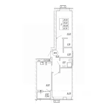 2-к кв. Калининградская область, Зеленоградск  (61.74 м)