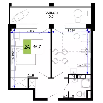 2-к кв. Краснодарский край, Анапа проезд Сосновый (46.7 м)