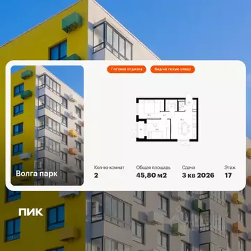 2-к кв. Ярославская область, Ярославль Волга Парк жилой комплекс, 1В ...