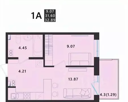 1-к кв. Псковская область, Псковский район, Завеличенская волость, д. ...