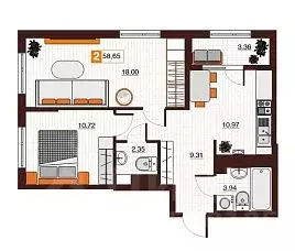 2-к кв. Оренбургская область, Оренбург Северный жилрайон, Фамильные ...