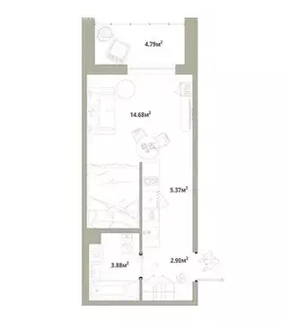 Квартира-студия: городской посёлок Новоселье, Невская улица, 11/1 ...