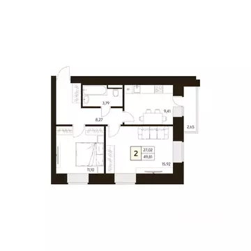 2-к кв. Башкортостан, Уфа ул. Жуковского, 19А (49.88 м)