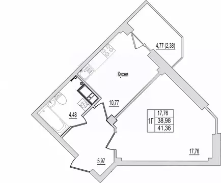 1-к кв. Псковская область, Псков Линейная ул., 87 (41.36 м)
