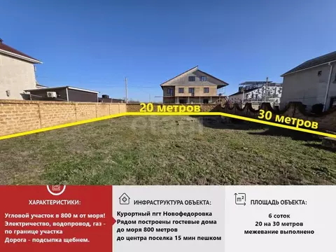 Участок в Крым, Сакский район, Новофедоровка пгт ул. Залесная (5.85 ...