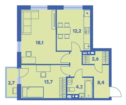 2-к кв. Пермский край, Пермь ул. Карпинского, 115 (60.0 м)