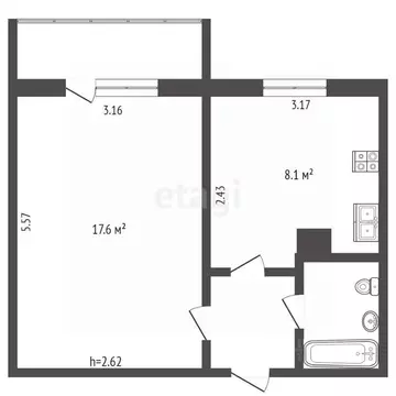 1-к кв. Ямало-Ненецкий АО, Ноябрьск просп. Мира, 79 (34.3 м)