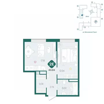 1-к кв. Тюменская область, Тюмень Сибирский жилой комплекс (40.94 м)