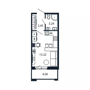 Квартира-студия: Новоселье, Центральная улица, 30к1 (21.6 м)