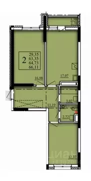 2-к кв. Башкортостан, Уфа Затон-Восточный жилрайон, Паруса жилой ...
