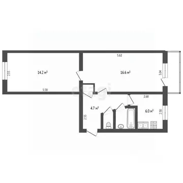 2-к кв. Орловская область, Орел Паровозная ул., 97 (45.0 м)