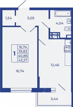 1-к кв. Ростовская область, Новочеркасск  (43.27 м)