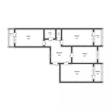 3-комнатная квартира: Махачкала, улица Хаджи Булача, 17Д (102 м)