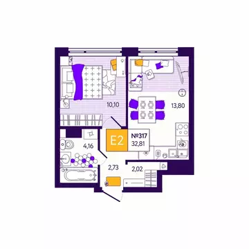 1-к кв. Тульская область, Тула Все и Сразу жилой комплекс (32.81 м)