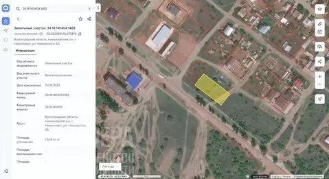 Участок в Волгоградская область, Камышин ул. Базарова, 109 (15.24 ...