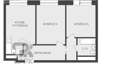 2-комнатная квартира: деревня Сапроново, микрорайон Купелинка, 4 (55.2 ...