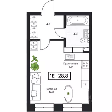 Студия Московская область, Пушкино Пушкино Град жилой комплекс, к2 ...