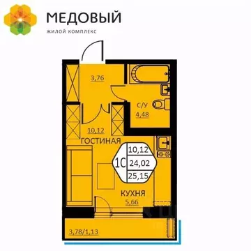 1-к кв. Пермский край, д. Кондратово ул. Н.М. Яблокова, 4 (25.15 м)