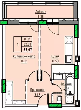 1-к кв. Алтайский край, Заринск 1-й мкр,  (35.07 м)