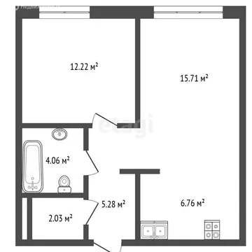 1-комнатная квартира: Тюмень, улица Судостроителей, 48к1 (43.1 м)