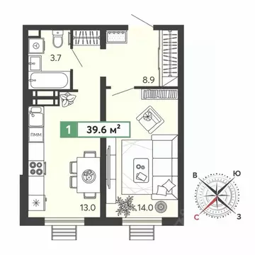1-к кв. Пензенская область, Пензенский район, Засечный сельсовет, с. ...