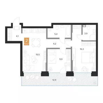 2-к кв. Курская область, Курск Парковый квартал Чувства жилой комплекс ...