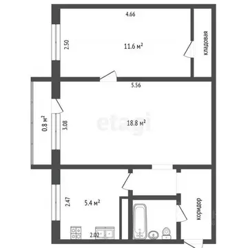 2-к кв. Псковская область, Печоры Заводская ул., 3б (44.6 м)