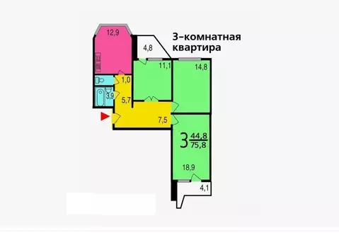 3-к кв. Москва Митинская ул., 26 (76.0 м)
