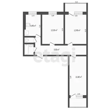 3-комнатная квартира: Омск, улица Лермонтова, 136 (63.3 м)