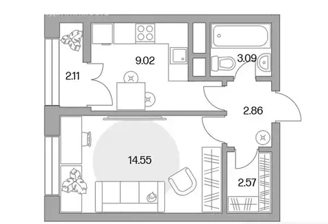 1-комнатная квартира: Балашиха, 39-й микрорайон, жилой комплекс Пехра ...