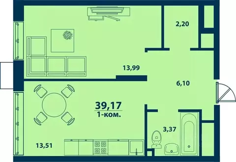 1-к кв. Башкортостан, Уфа ул. Ивана Спатара, 14 (39.17 м)