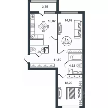 2-к кв. Тверская область, Тверь Бурашевское ш., 60 (59.32 м)