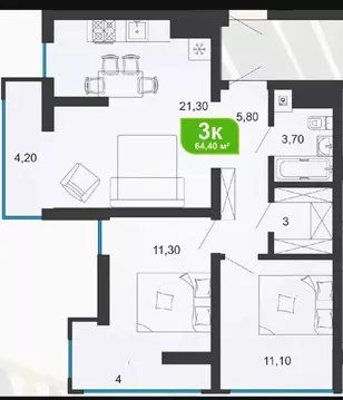 3-к кв. Краснодарский край, Сочи Бытха мкр, ул. Ясногорская, 16/8к1 ...