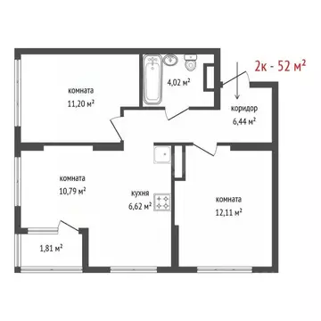 2-к кв. Свердловская область, Екатеринбург тракт Сибирский, 24Д (52.0 ...