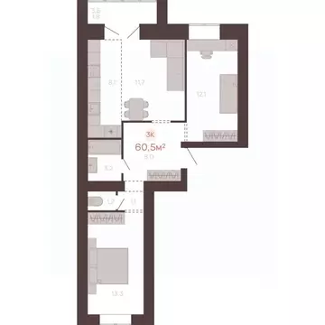 3-к кв. Алтайский край, Новоалтайск ул. Южсиба, 52А (60.5 м)