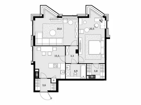 2-комнатная квартира: Москва, улица Генерала Глаголева, 14Ак1 (72.2 м)